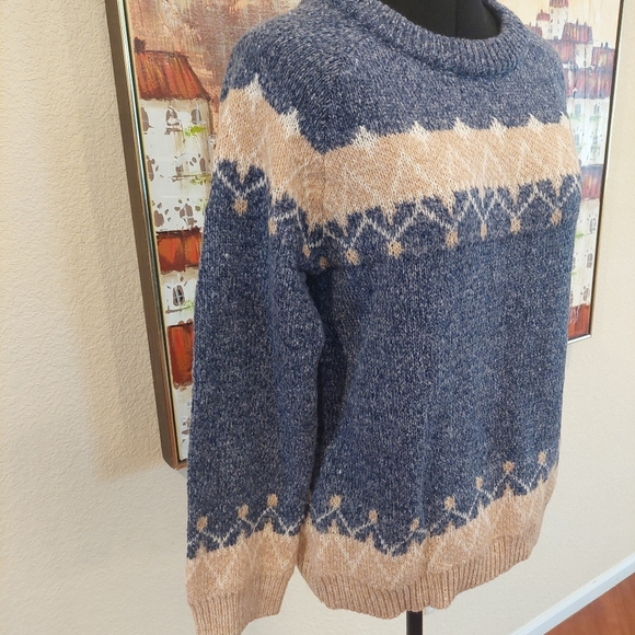 FAIR ISLE BLUE SWEATER - Medium - NWOT Fall & Winter Luxury! Kiel KJP Style! - Picture 3 of 6